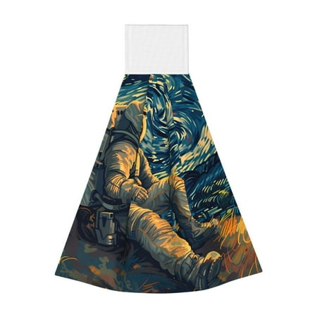 

Jgfou Astronaut Starry Night Print Coral Fleece Microfiber Hanging Hand Towel Soft Premium Dishcloths Multi-Purpose Dust and Stain Removal Cleaning Supplies