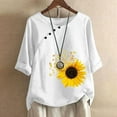 thumbnail image 2 of Womens Tops Clearance Under $10 Women Print Short Sleeve Loose Button Round-Neck Shirt Solid Blouse Tops White Xl, 2 of 6