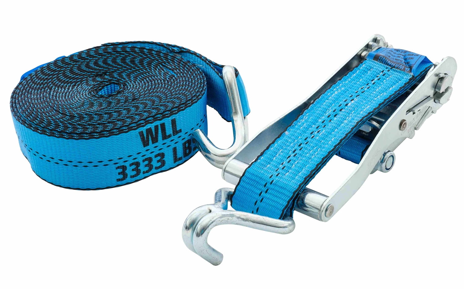 Mytee Products (10 Pack) 2 Inch x 27 FT Blue Ratchet Strap with J Hooks - 10,000 Lbs Breaking Strength - Heavy Duty Tie Down Cargo Truck Straps with Wire Hooks for Flatbed, Truck, Trailers Pickup