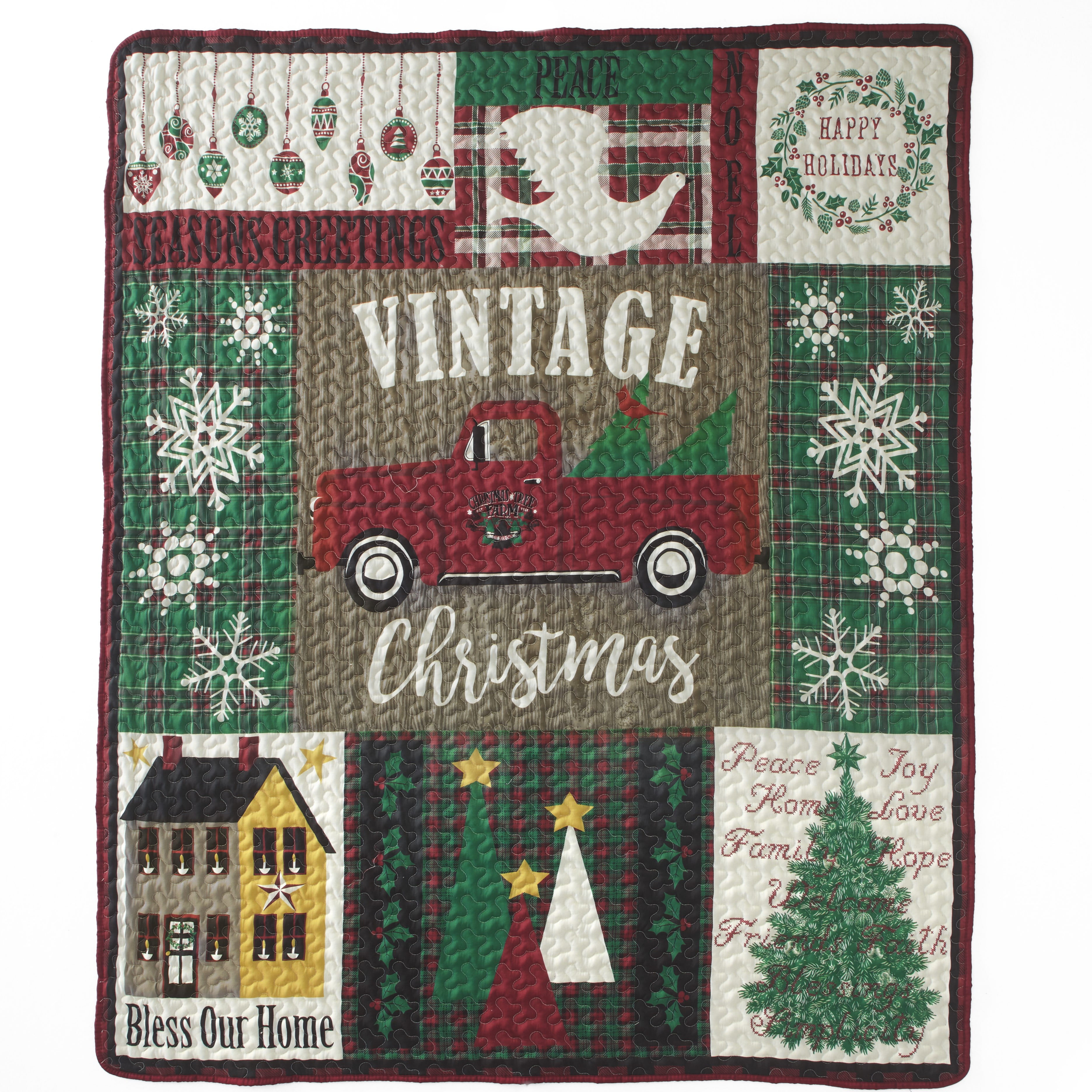 Vintage Christmas Throw 50" x 60" Farmhouse Style