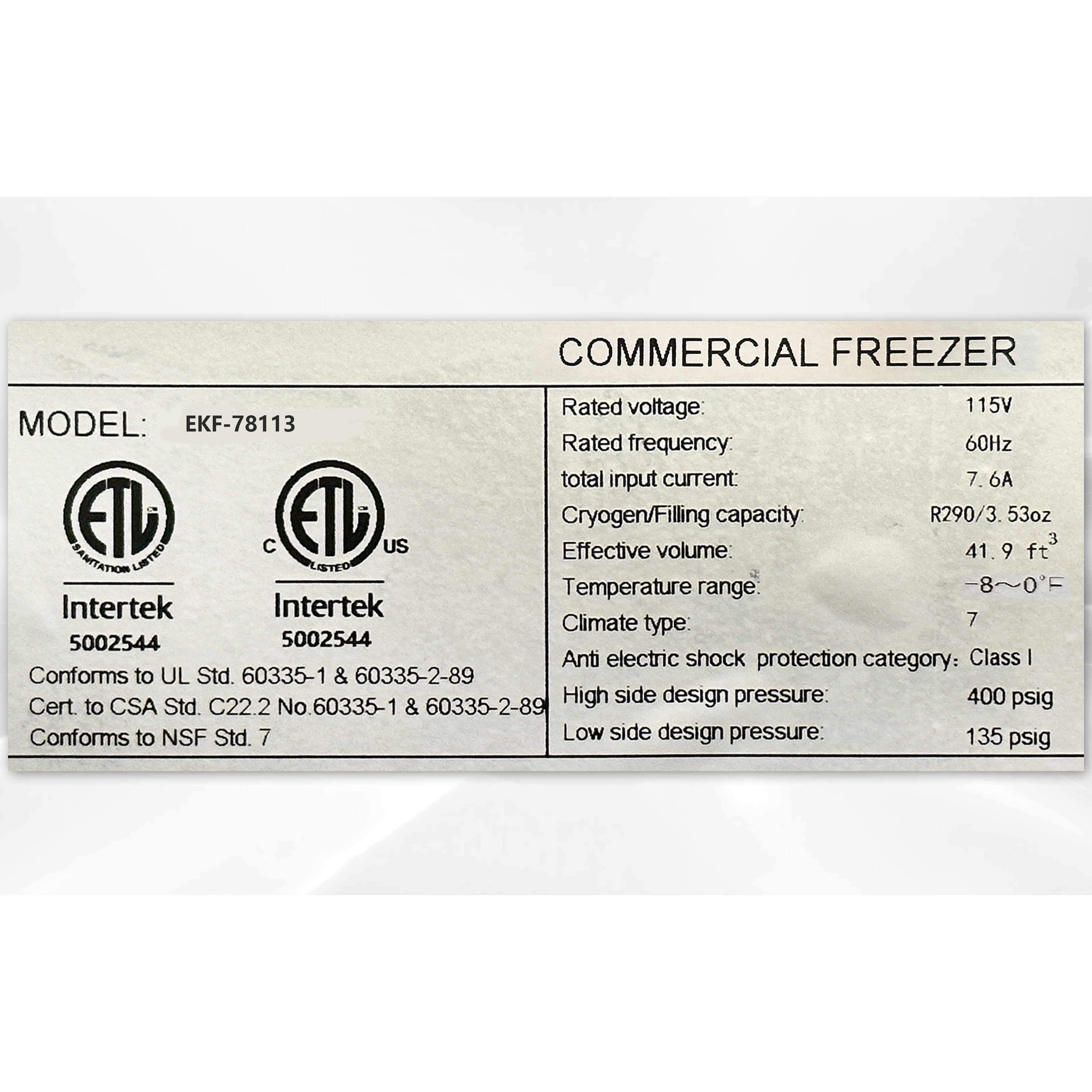 Commercial Reach-In Freezer, 2 Solid Doors, Stainless Steel, 49 Cu.Ft, ETL Certified, Heavy-Duty for Restaurant & Kitchen