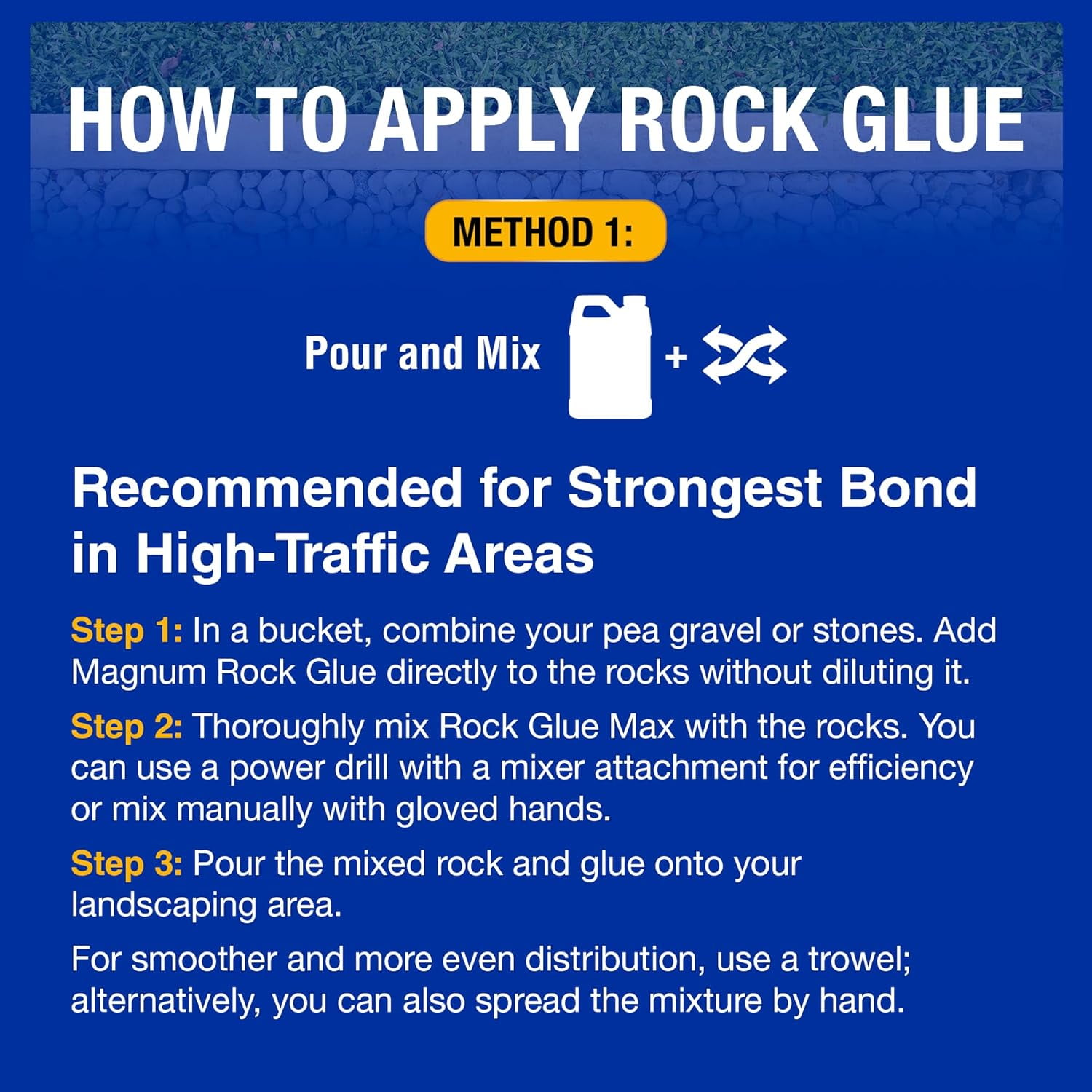 Fusion Magnum Rock Glue One Gallon Adhesive for Landscaping Rocks, Pea Gravel, & Pebbles