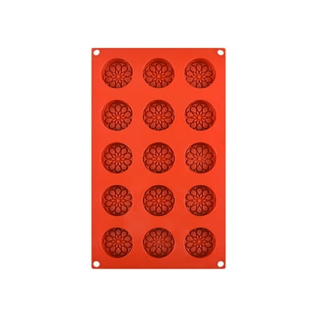 

QUSENLON 15 Holes Silicone Fondant Moulds Mousse Cake Molds Flower Shape Baking Accessory