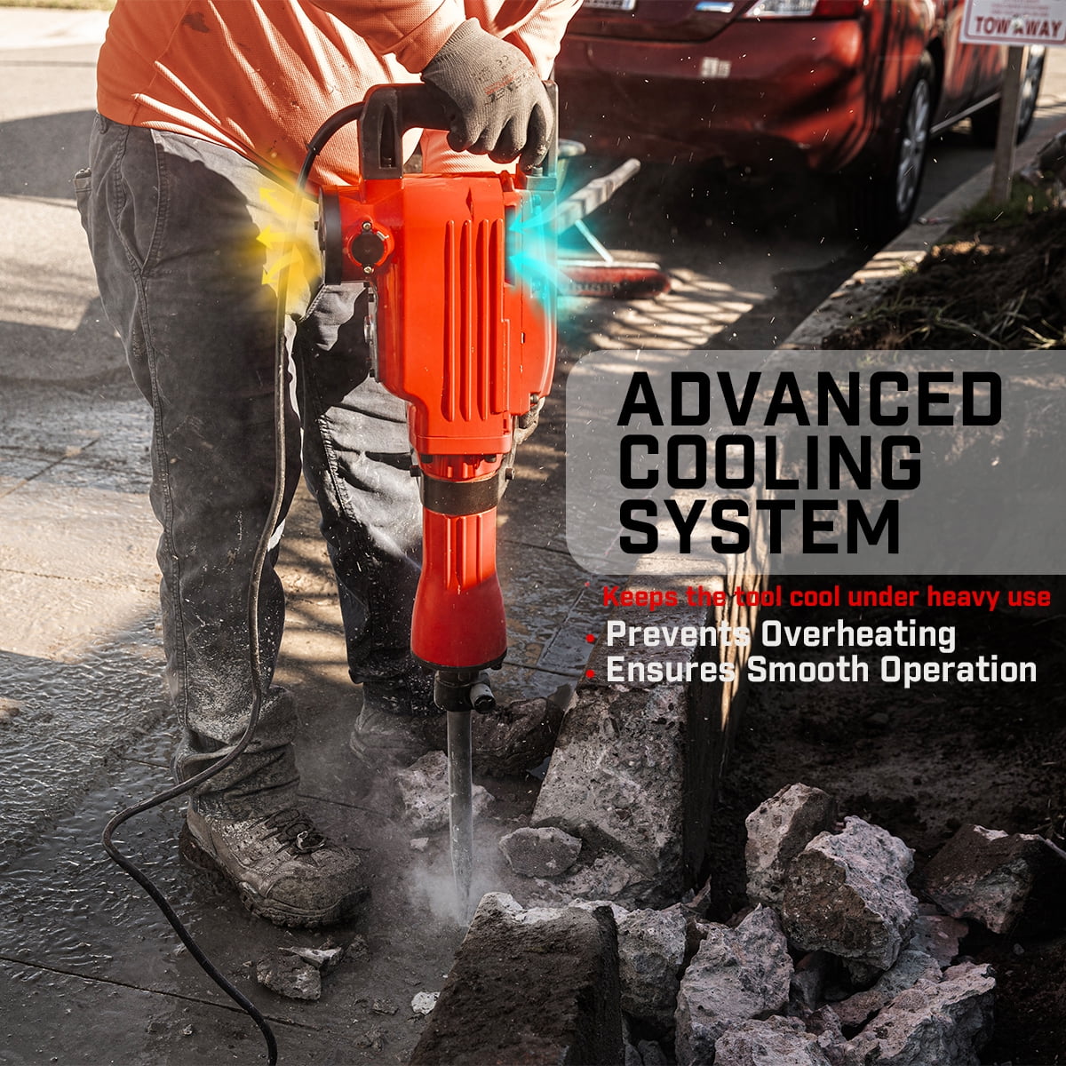 XtremepowerUS Demolition Jack Hammer Concrete Breaker, 2200W Electric Hammer with Shovel & Chisel Set