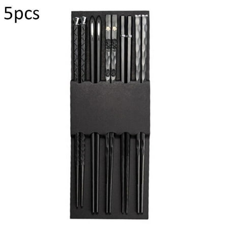 

5 Pairs Alloy Steel Chopsticks Chinese Metal Sticks Chopstick A0S0 Circular G7O1