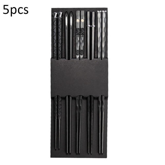 5 Pairs Alloy Steel Chopsticks Chinese Metal Sticks Circular~ Chopstick L6H0