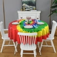 thumbnail image 2 of Colorful Tie Dye Pattern Round Tablecloth 60"x60",Wrinkle Wipeable Table Cloth for Kitchen Dining Room Picnic Patio Party, 2 of 6