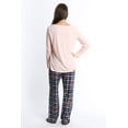 thumbnail image 3 of WallFlower Women's Pajama Pant Set - Long Sleeve Sleep Shirt & PJ Lounge Bottoms - Pale Blush W. Floral Plaid, Large, 3 of 3