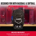 thumbnail image 3 of Hit Run Steal Bat Bag Backpack, Holds 4 Bats, Glove, and Helmet, Black, 3 of 6