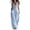 Light Blue, variant on Boho Button Front Wide Leg Jumpsuit for Women - Sleeveless V-Neck Overall with Pockets, Flowy Casual Linen-Look Summer Romper Brown L
