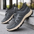 thumbnail image 5 of pwidon Men's Hiking Shoes Breathable Mesh Quick Toggle Lace Non Slip Rugged Sole Outdoor Trail Walking Sneakers Gray 39, 5 of 5
