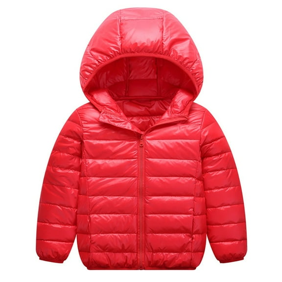 Xmarks Winter Down Coats for Little Big Boys Girls Lightweight Puffer Jacket Hooded Warm Outerwear, 2-13 T 2-3 yRed