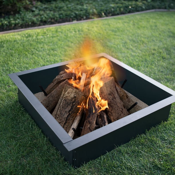 Blue Sky Outdoor Living 36 Fire Ring With Porcelain Finish Square Bonfire Liner Walmart Com Walmart Com