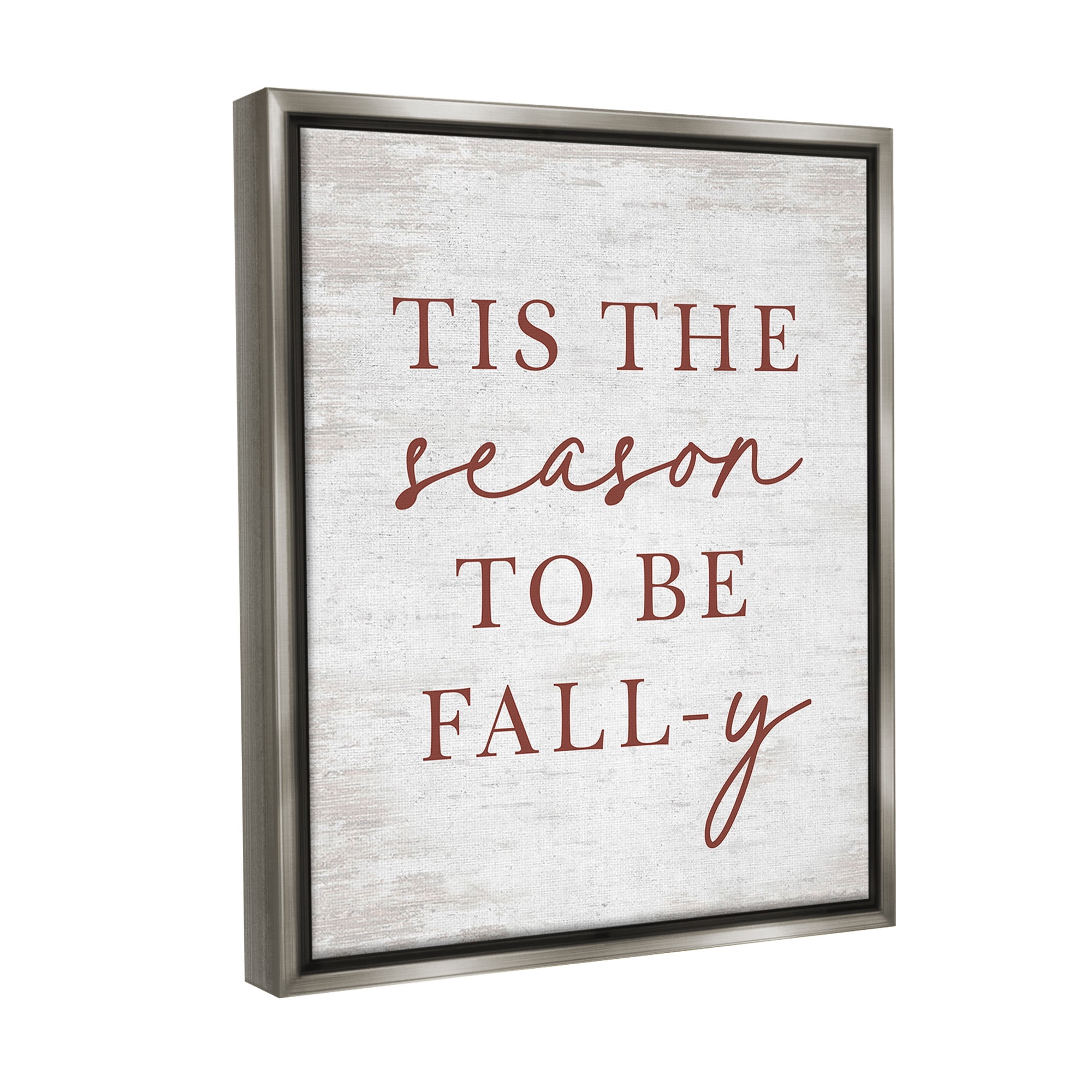Stupell Industries Rustic Seasonal Fall Holiday Painting Gray Floater Framed Canvas Art Print Wall Art, 25 x 31