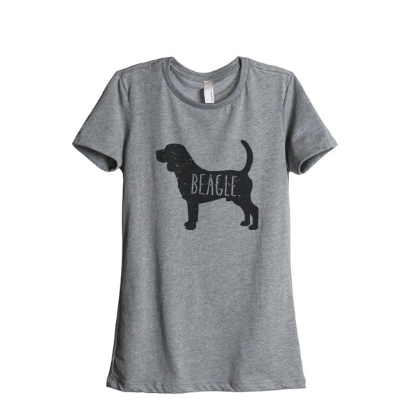 Thread Tank Beagle Dog Silhouette Women's Relaxed Crewneck T-Shirt Tee Heather Grey Small