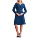 thumbnail image 1 of INSPIRE CHIC Vestido de campana para mujer con cuello en V, manga larga, con cinturón, elegante, para trabajo, talla XL, azul oscuro, 1 of 5