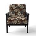thumbnail image 4 of Designart "Elegance In Rustic Brocade I" Chaise d'Appoint Marron à Fleurs - Fauteuil Cottage pour Salon, 4 of 7