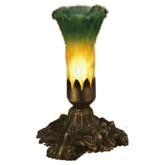 Meyda Tiffany 11235 Pond Lily Accent Lamp, 8" Height, Amber/Green [Amber/Green]
