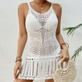 thumbnail image 6 of HBYJLZYG Beach Cover Ups For Women, Bathing Suit Knitted Hollow Out Coverups Bikini Swimsuit Beach Loose Sleeveless Dress, 6 of 7