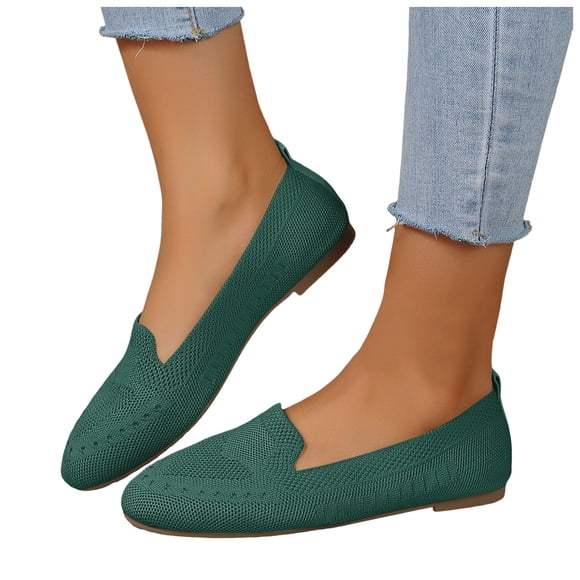 Wide Width Ballet Flats Shoes for Women Lightweight Foldable Knit Flats Comfortable Dressy Casual Work Loafers Silver Size 8