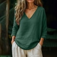 thumbnail image 2 of GZWYHT Linen Shirts For Women，Ribbed Tops for Women Yoga Shirts for Women Plain Shirts for Women Lightweight Tops & Blouses Button Down Shirt for Women, 2 of 6