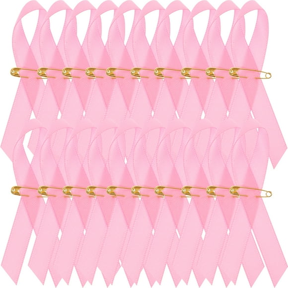 KAKOWELY 200 Pcs Rubans de Collecte de Fonds avec Épingle Rubans contre le Cancer du Sein Accessoires de Sensibilisation au Cancer du Sein,2.76"X1.77"X0.04 Pouces
