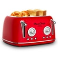 thumbnail image 4 of 4-Slice Retro Style Toaster, Dual Control with Warming Rack, 6 Browning Settings, Bagel/Defrost, Stainless Steel, 1650W, Red, 4 of 9