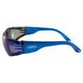 thumbnail image 3 of Global Vision Eyewear Rider Foam Padded Motorcycle Safety Sunglasses Metallic Blue Frame w/ Blue Mirror Lenses, 3 of 6