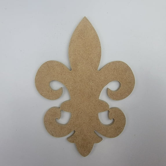 6" Fancy Fleur de Lis, Unfinished MDF Art Shape by Wooden Craft Cutouts, 1-8 Thickness
