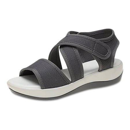 

Deals of The Day Sport Sandals for Women Open Toe Strap Sandal Anti-skidding Outdoor Water Sandals Comfortable Athletic Sandals for Beach Gray 9.5-10