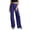 Blue, variant on Women's Solid Pleated Wide Leg Suit Bottoms,High Rise Belted Waist Straight Dress Pants for Work Meeting Errands