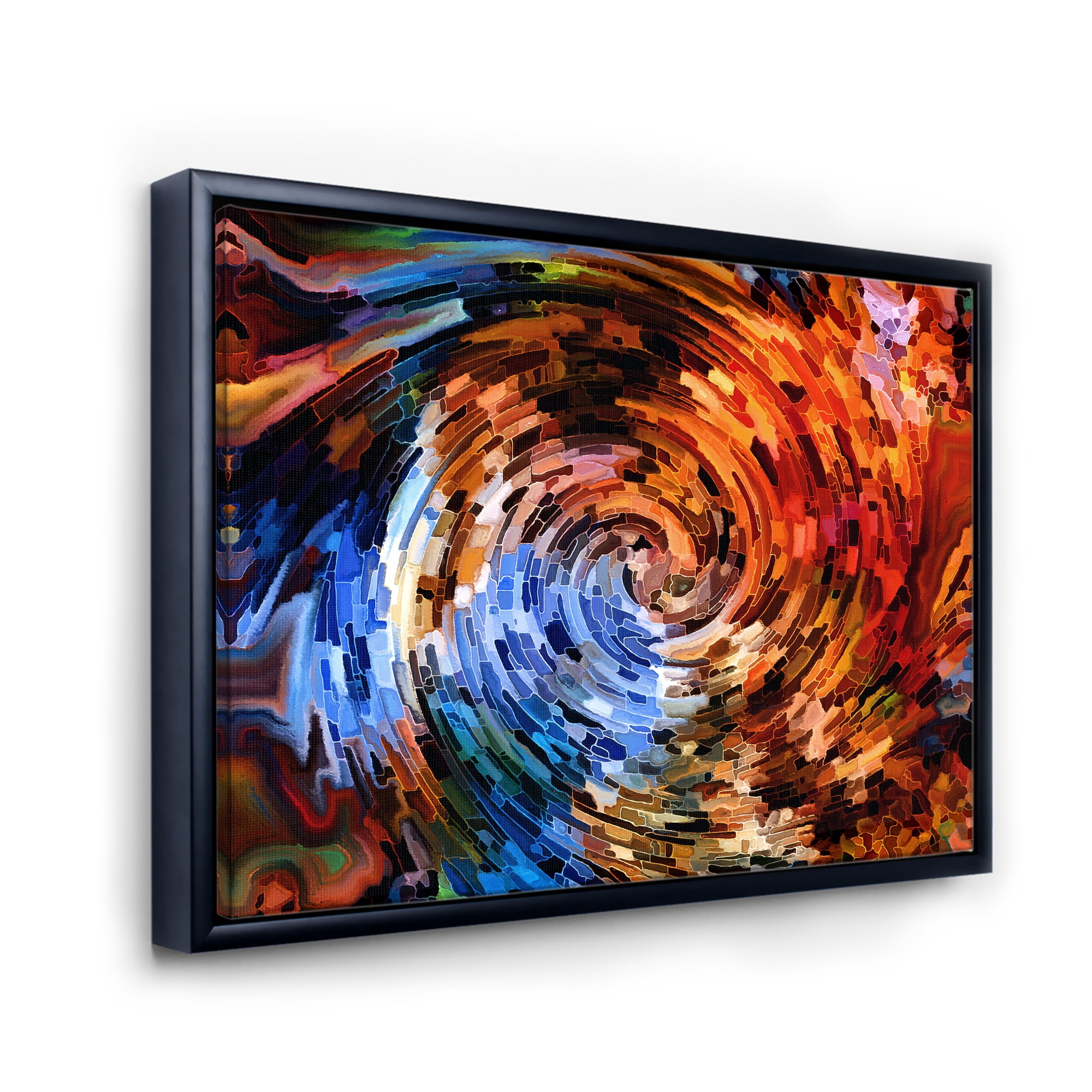 Designart 'Orange Spiral Abstract Voyages To Inner World' Modern Framed Canvas Wall Art Print