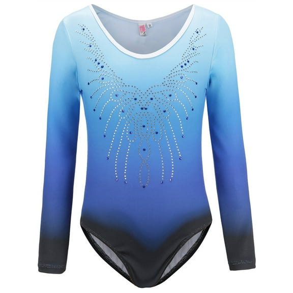 Kids Girls Gymnastics Leotards One-Piece Ballet Dancewear Bodysuit Clothes, 5-12T