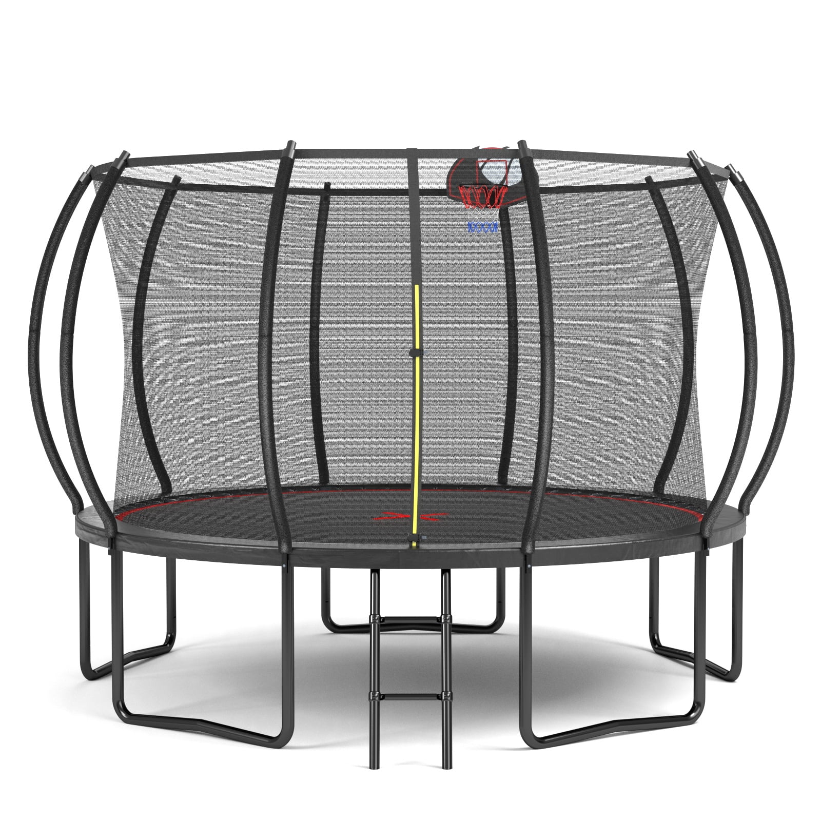 Alvantor 12Ft Trampoline for Kids, Pumpkin Trampoline with Basketball Hoop,Outdoor Trampolines for Yard Black
