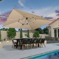 thumbnail image 3 of PURPLE LEAF 10 x 13FT Deluxe Rectangular Patio Umbrella, Large Offset Cantilever Umbrella with 360° Rotation, Beige, 3 of 14