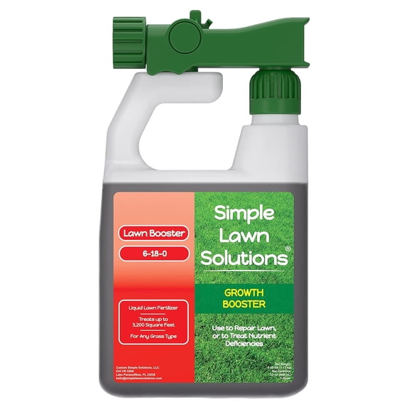 Simple Lawn Solutions Extreme Grass Growth Lawn Booster- Quality Liquid Spray Concentrated Fertilizer with Fulvic & Humic Acid- Any Grass Type (32 oz. w/Sprayer)