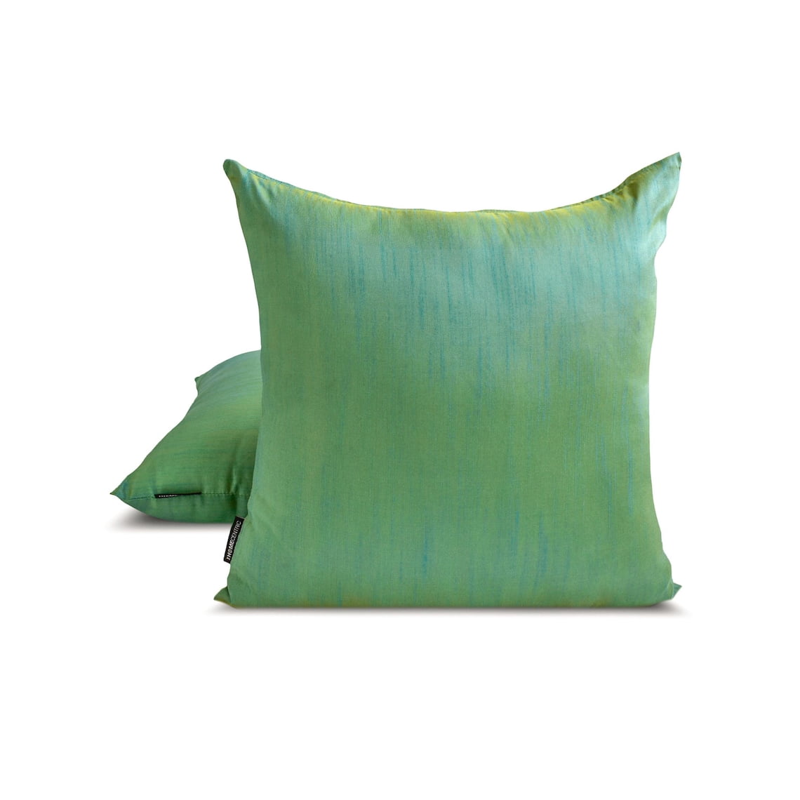 Aqua Luxury Lumbar Pillow Cover 20"x26" | Pack of 2 Modern Art Silk Oblong Euro Shams | Solid & Two Tone Silk Pillowcases for Bed, Couch & Sofa, Modern Home Décor - Aqua Yellow Luxury