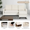 thumbnail image 4 of Hofitlead Convertible Sectional Sofa Couch, 3 Seat L Shaped Sofa with High Armrest ,Linen Fabric Off White, 4 of 8