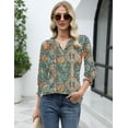 thumbnail image 5 of Women's 2025 Fashion Tops 3/4 Length Sleeve Business Casual Blouses Summer Tees Shirts, 5 of 6