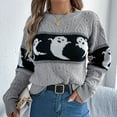 thumbnail image 5 of UngA Pumpkin Sweater Women Halloween Sweatshirt for Women Embroidered Sweaters Cute Spooky Season Shirt Long Sleeve Fall Winter Pullover Tops Grey,L, 5 of 7