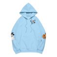 thumbnail image 4 of Womens Hoodies Halloween Unisex Alphabet Graphic Pocket Sweatshirt Long Sleeve Pullover Tops Fall Warm Gear Light Blue XXL, 4 of 4