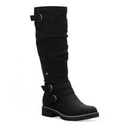 SUN STONE Womens Black Aiimee Round Toe Block Heel Zip-Up Riding Boot M