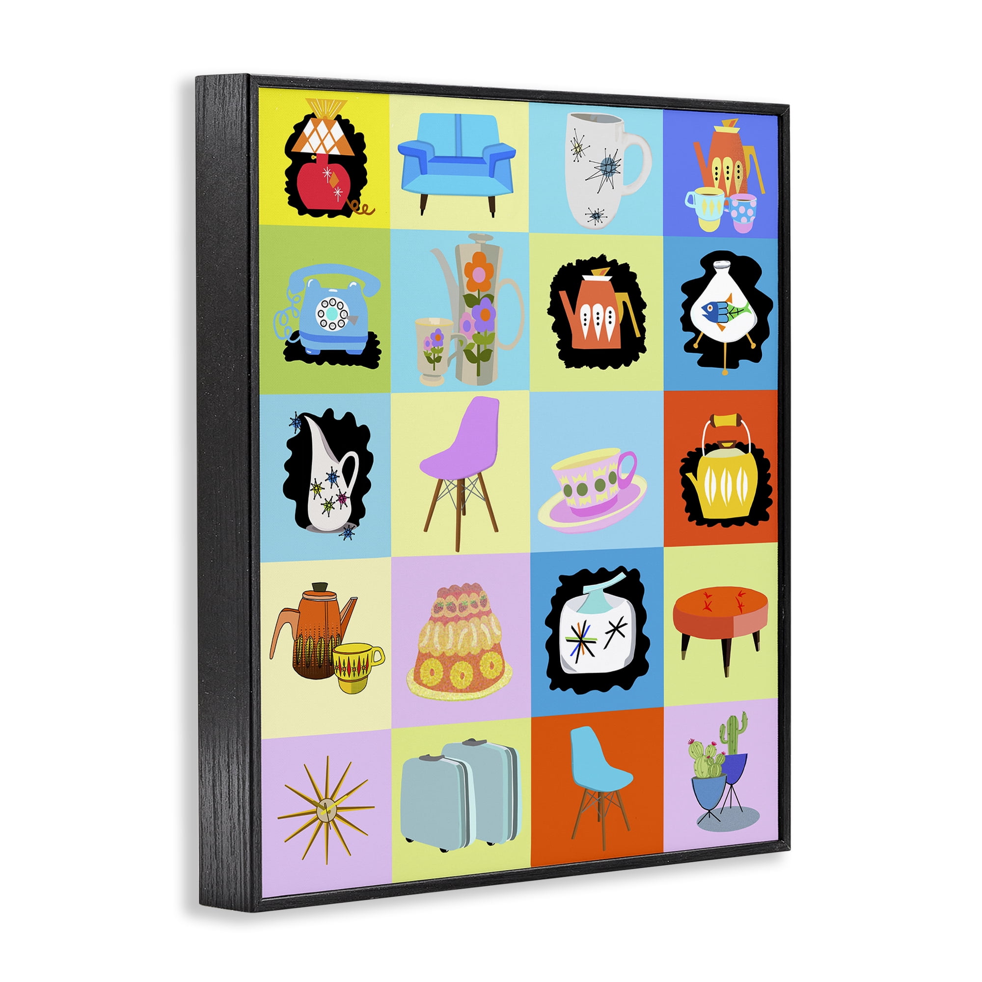Retro Vintage Vignettes Black Framed Giclee Art, design by Lynnda Rakos