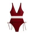 thumbnail image 4 of GZWYHT Maillot de Bain pour Femmes Maillots de Bain pour Femmes Maillot de Bain Conservateur Maillot de Bain Gainant pour Femmes Ensembles Maillot Froncé avec Coussinet de Poitrine Maillot de Bain une Pièce Femmes Maillots de Bain Gainants Rouge P, 4 of 5