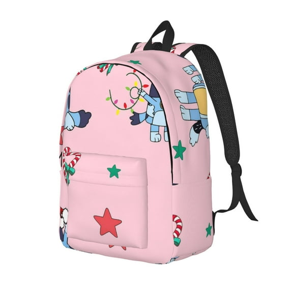 Kowoue Bluey Pattern Canvas Backpack – Student Double Shoulder Bag, Durable & Lightweight Canvas School & Outdoor Backpack-