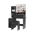thumbnail image 1 of Modern Vanity Desk with LED Mirror – 36-Inch Makeup Table, 4 Drawers, Storage Shelves, Charging Station, Stool – Bedroom Dressing Table Set, Black Finish, 1 of 8