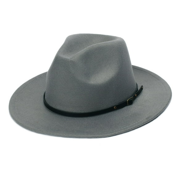 CEHVOM Womens Fashion Classic Wide-Brim Floppy Panama Hat Belt Buckle Wool Fedora Hat