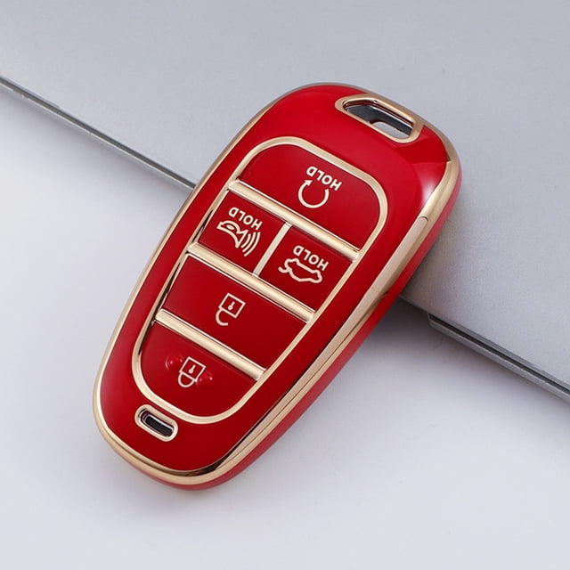BUYISI Practical Car Key Case For Hyundai Tucson Tpu 5 Buttons High-Quality Materials High-Strength Anti-Drop Anti-Shock Red