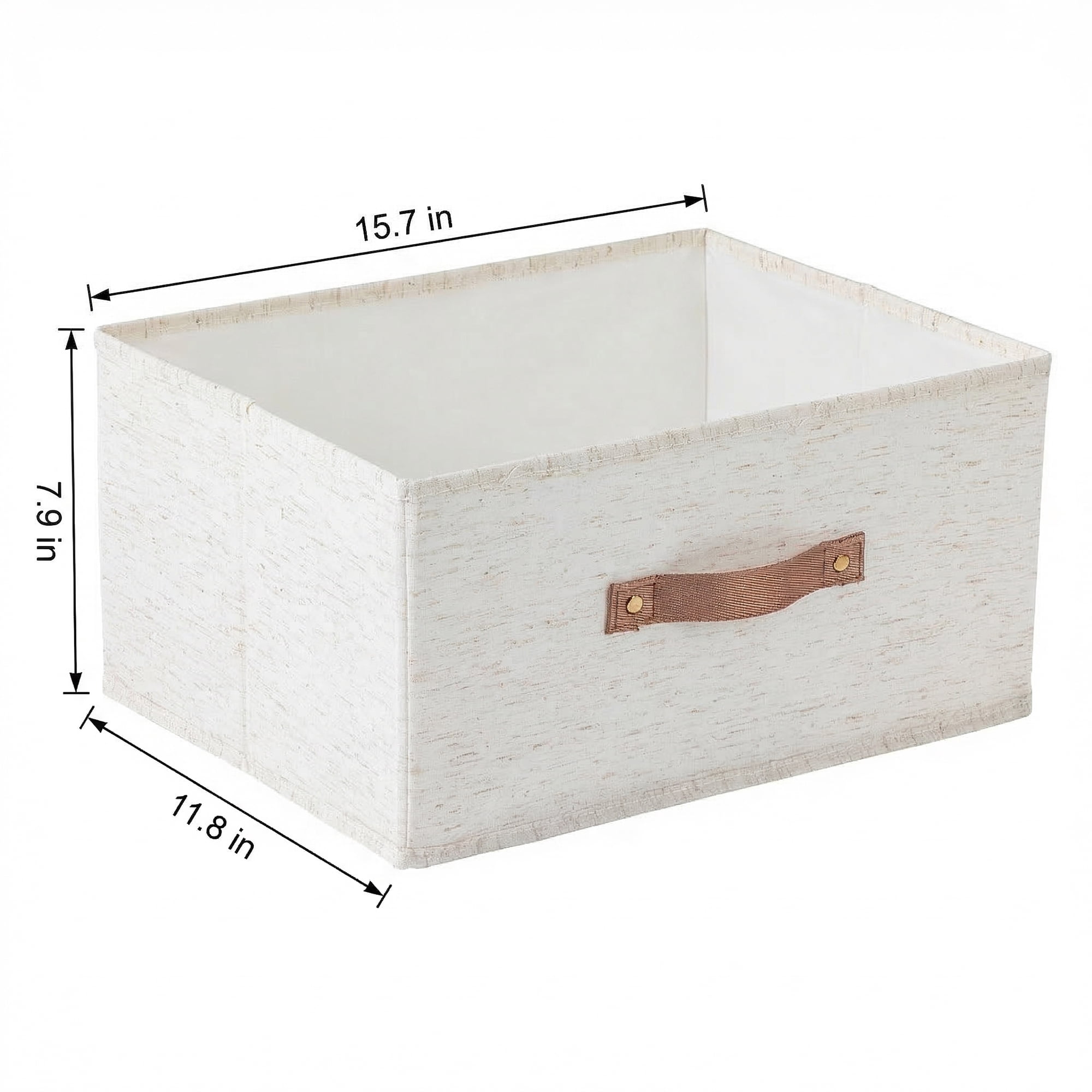 Unique Bargains 1pc Fabric Storage Bin with Handles Beige 15.7*11.8*7.9in