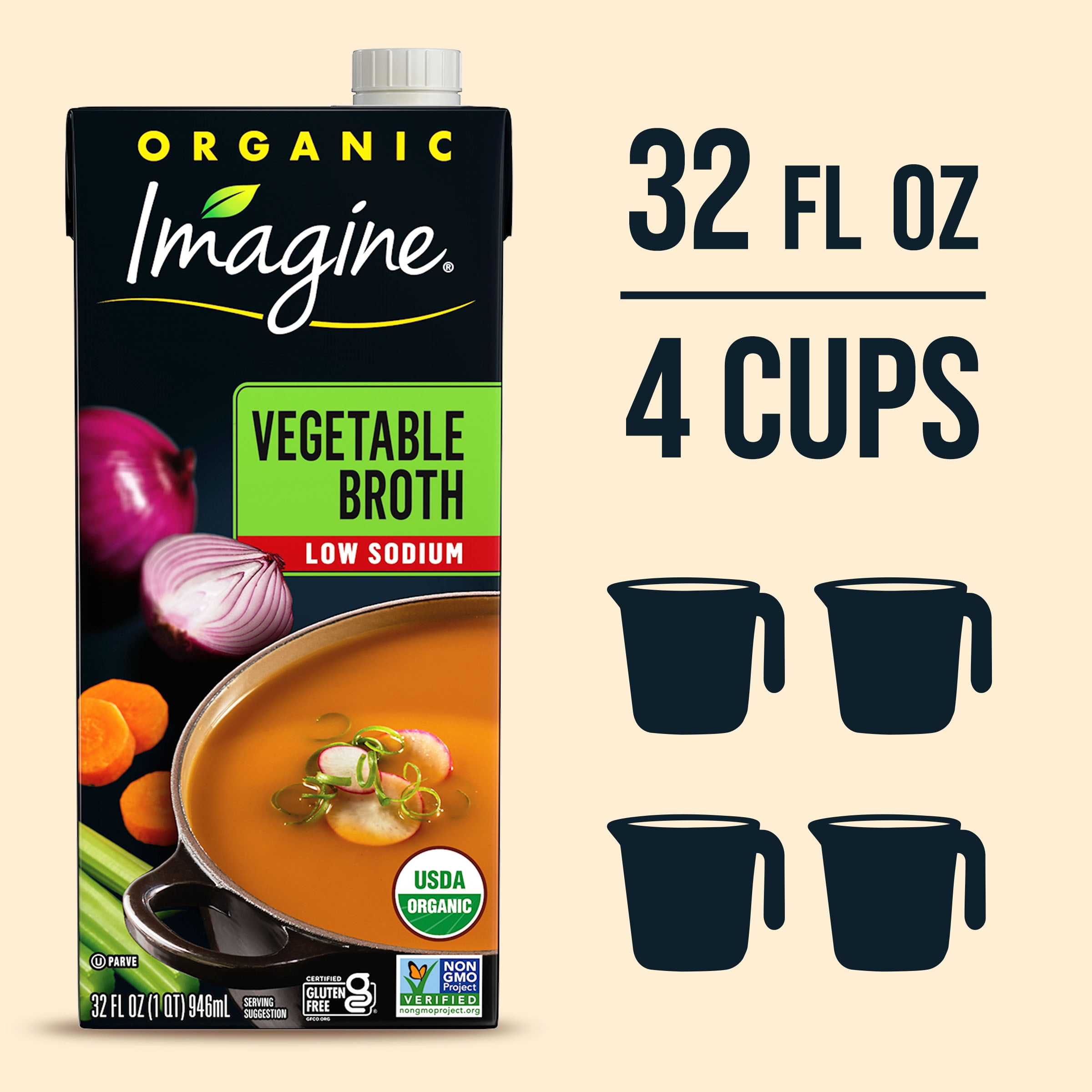 Imagine Organic Low Sodium Vegetable Broth, 32 fl oz Carton
